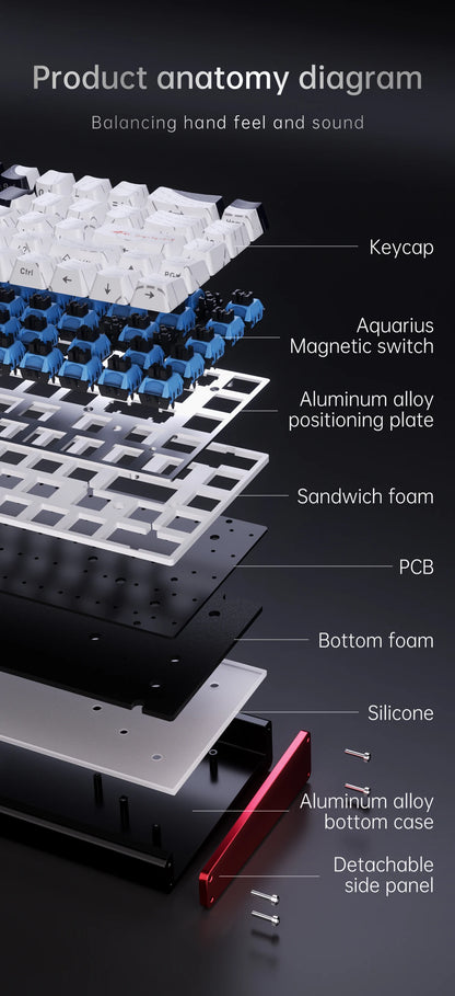 AJAZZ ALUX68 Magnetic Shaft Aluminum Alloy Esports Magnetic switch keyboard RGB hot-swappable DIY wired macro mode Hall effect