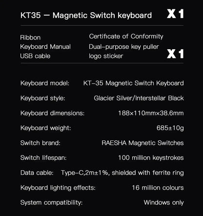 Darmoshark KT35 Mechanical Gaming Keyboard Aluminum Alloy One-Handed Keypad Magnetic Axis Wired Hot Swap Keyboard Macro Driver Deals 4 U  Streaming Equipment Deals 4 U