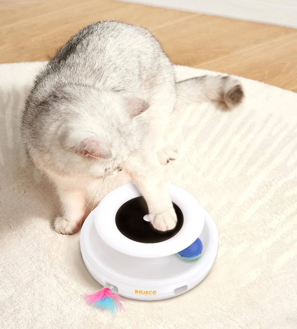 ROJECO 2 in 1 Smart Cat Toys Automatic Feather Fun Ball Toy Set For Cat Dog 5 Modes Electronic Interactive Pet Toy Accessories Deals 4 U   Deals 4 U