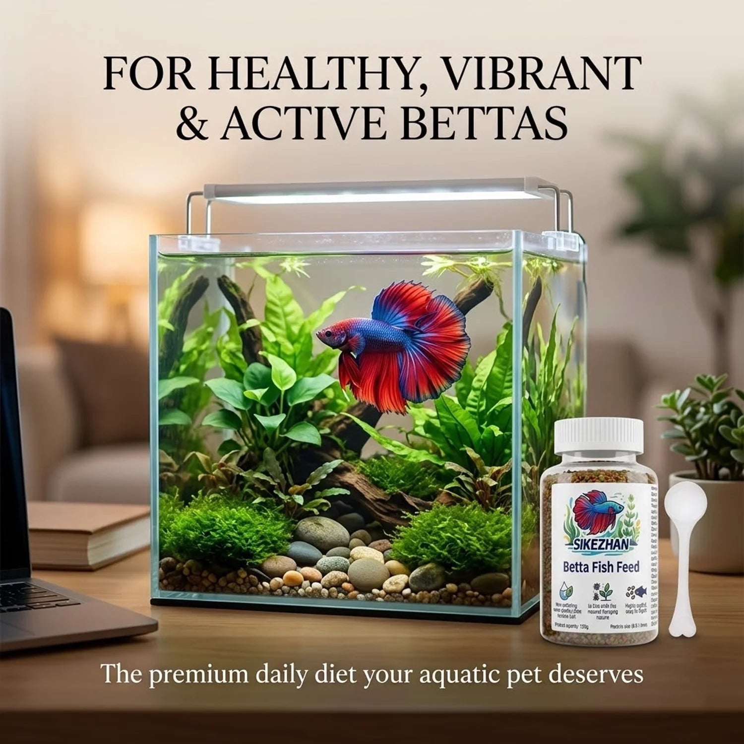 Professional Betta Fish Food Pellets High Protein Color Enhancing Nutritious Feed for Tropical Fighting Fish with Feeding Spoon Deals 4 U   Deals 4 U