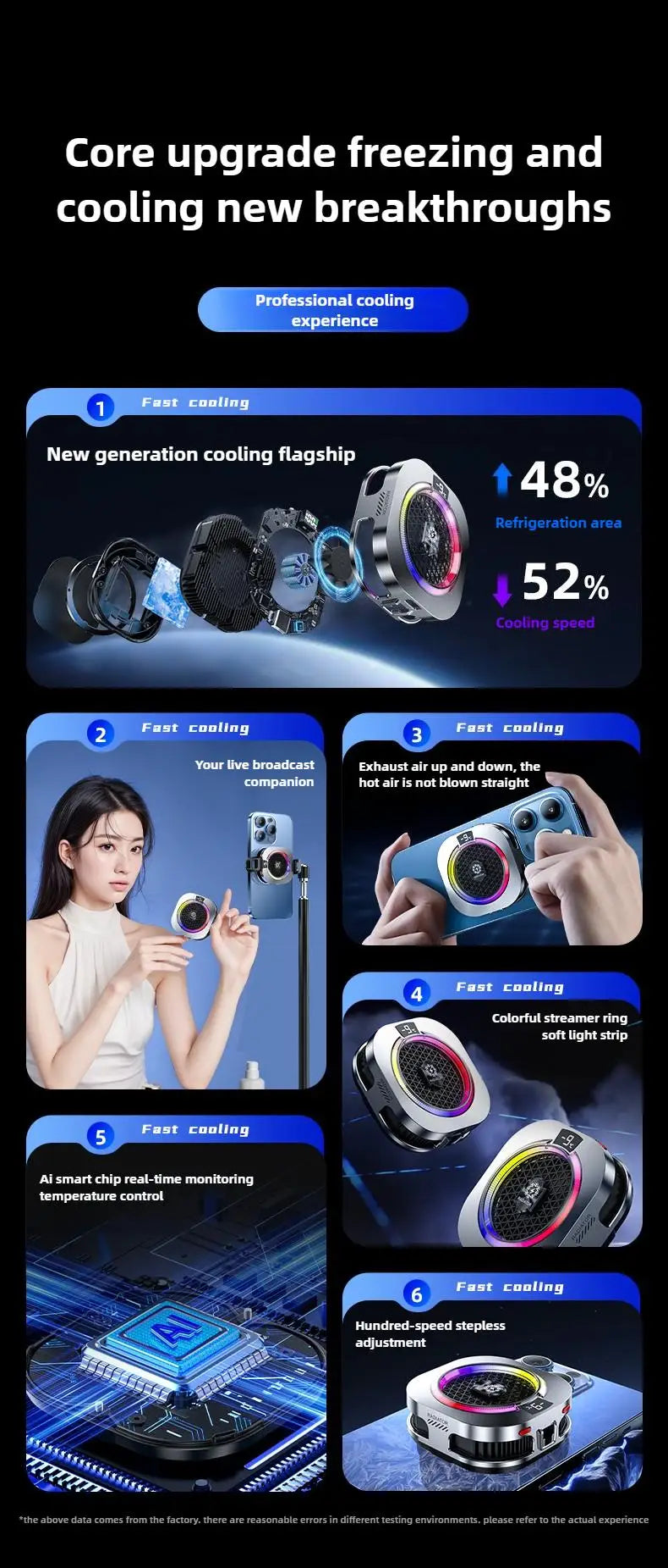 NEW TH16 Pro Mobile Cooler 24W Magnetic/Back-clip Ice Cooling Radiator Digital Display RGB Light Gaming Temperature Control Deals 4 U   Deals 4 U