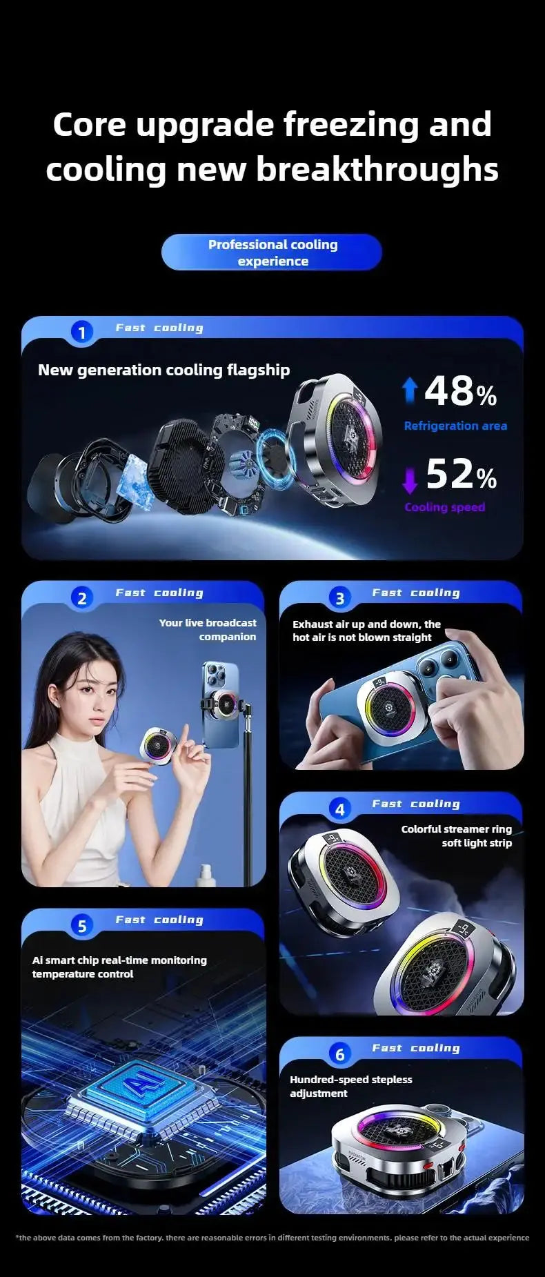 NEW TH16 Pro Mobile Cooler 24W Magnetic/Back-clip Ice Cooling Radiator Digital Display RGB Light Gaming Temperature Control Deals 4 U  Mobile Gaming Deals 4 U