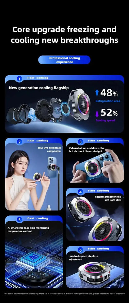 NEW TH16 Pro Mobile Cooler 24W Magnetic/Back-clip Ice Cooling Radiator Digital Display RGB Light Gaming Temperature Control Deals 4 U  Mobile Gaming Deals 4 U