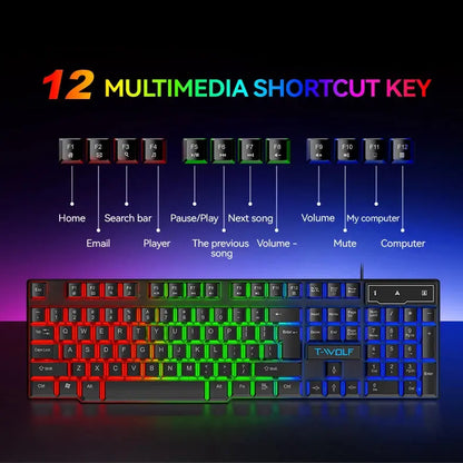 5-in-1 Set Gaming Combo Keyboard 4-color Breathing Light Mouse 3.5mm Gaming Headset Gaming Speaker Anti-slip Mouse Pad NEW HOT Deals 4 U  Gaming Accessories Deals 4 U