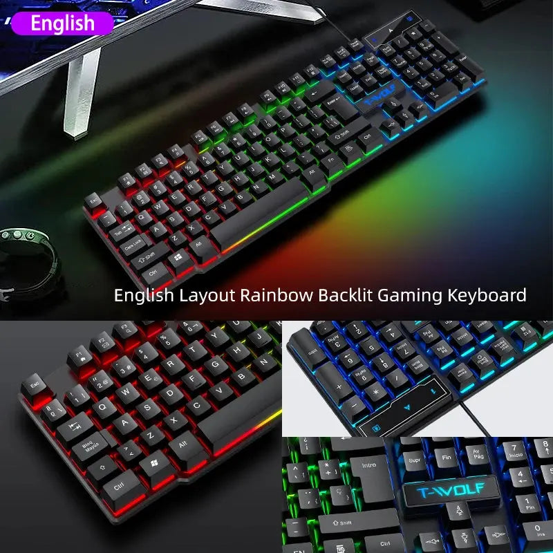 5-in-1 Set Gaming Combo Keyboard 4-color Breathing Light Mouse 3.5mm Gaming Headset Gaming Speaker Anti-slip Mouse Pad NEW HOT Deals 4 U  Gaming Accessories Deals 4 U