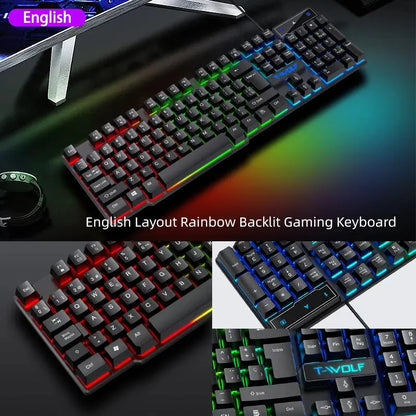 5-in-1 Set Gaming Combo Keyboard 4-color Breathing Light Mouse 3.5mm Gaming Headset Gaming Speaker Anti-slip Mouse Pad NEW HOT Deals 4 U  Gaming Accessories Deals 4 U