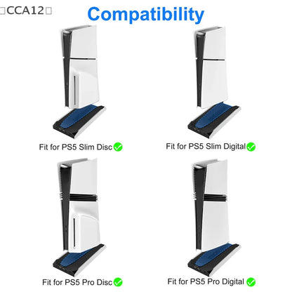 For PS5 Slim/PS5 Pro Vertical Cooling Stand Base RGB VR Headset Controller Charger Dock Station W/ 3-Speed Cooling Fan For PS5