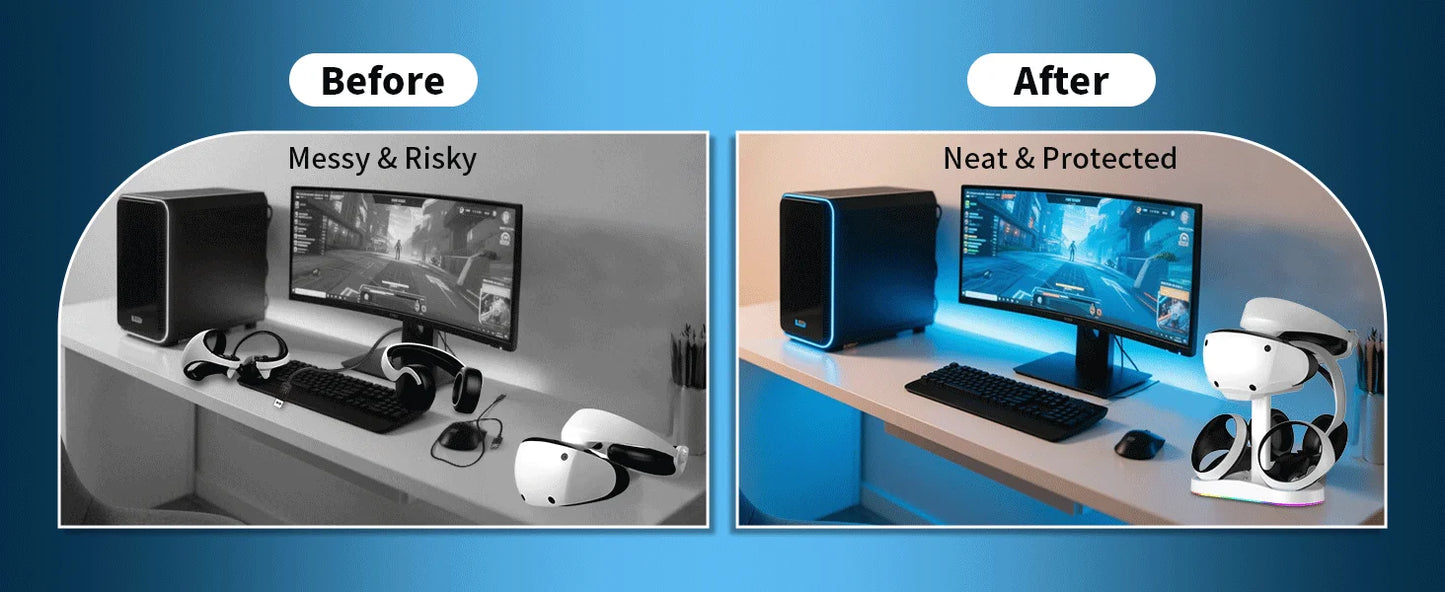 Controller Charging Dock for PS5 VR2 Charging Station with VR Headset Holder Display Stand PS VR2 Controller Charger for PSVR2