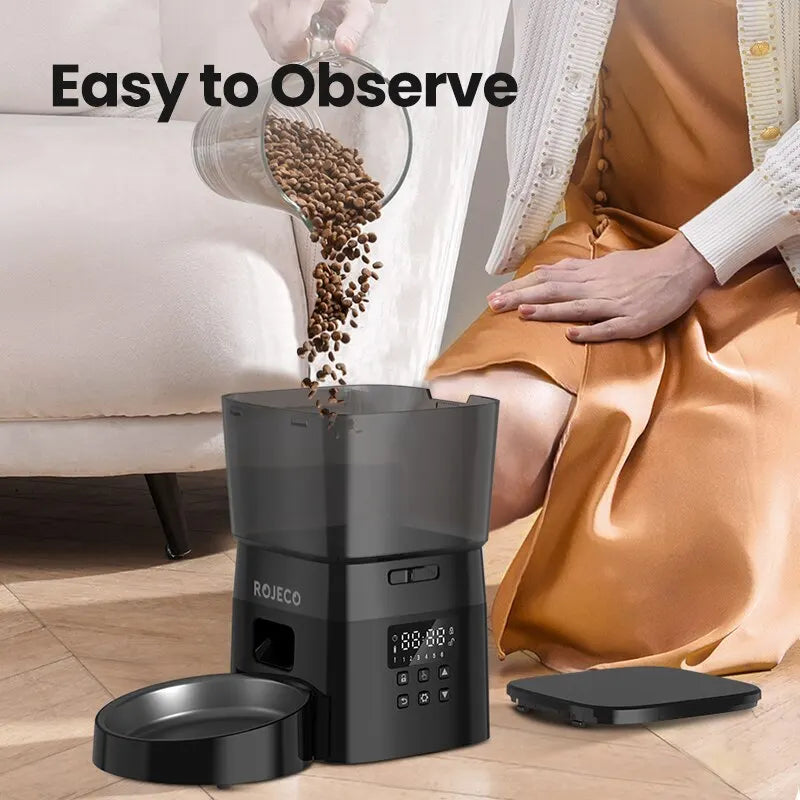 ROJECO Automatic Pet Feeder Button Version Auto Cat Food Dispenser Accessories Smart Control Pet Feeder For Cats Dog Dry Food Deals 4 U  Automatic Pet Feeder Deals 4 U