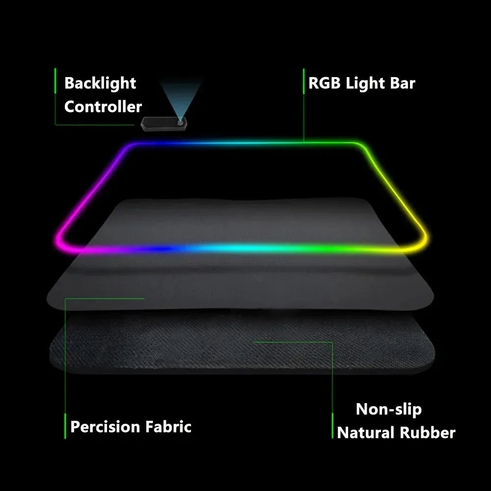 XXL RGB Gaming Mouse Pad New 3D Geometry Desk Mat HD Gamer Accessories Large LED Light Mousepads PC Computer Carpet with Backlit