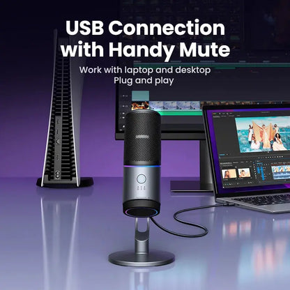 Mic USB Microphone with RGB Modes Professional Condenser Mic for PC Mac Gaming Karaoke Recording Streaming Podcasting Deals 4 U  Streaming Equipment Deals 4 U