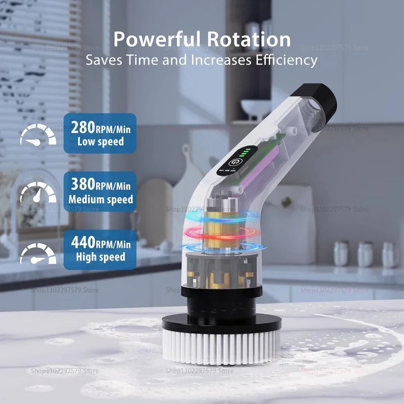 9 in 1 Electric Spin Scrubber Cordless Cleaning Brush Shower Scrubber Adjustable Extension Handle Waterproof For Tub Tile Floor Deals 4 U   Deals 4 U
