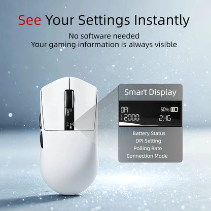 Ultra Light Gaming Mouse Wireless 59g 12000DPI 3-Mode Connection PAW3311 Sensor RGB Base Station Smart Display Professional Mouse Gamer