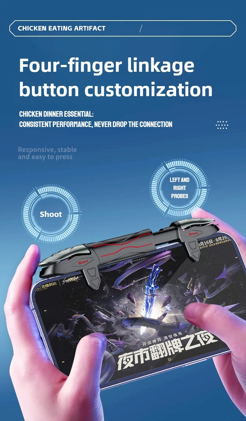 DY13 4 Fingers Chicken Eating Artifact Mobile Phone Physics Mechanical Button Game Trigger Controller for IPhone Android Gamepad Deals 4 U   Deals 4 U
