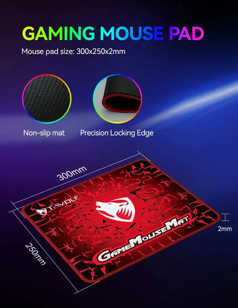 5-in-1 Set Gaming Combo Keyboard 4-color Breathing Light Mouse 3.5mm Gaming Headset Gaming Speaker Anti-slip Mouse Pad NEW HOT Deals 4 U  Gaming Accessories Deals 4 U