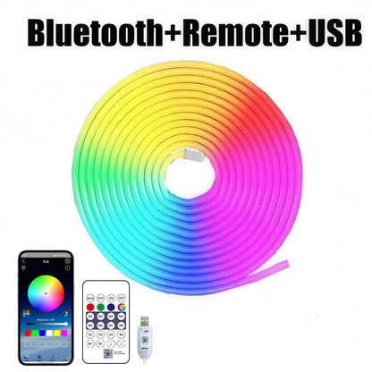 Bluetooth RGB Neon LED Strip 1-10m DC5V USB IP65 Waterproof Flexible Tape with App/Remote Control Music Sync for Home Decor Deals 4 U  RGB Hexagon Wall Lights Deals 4 U