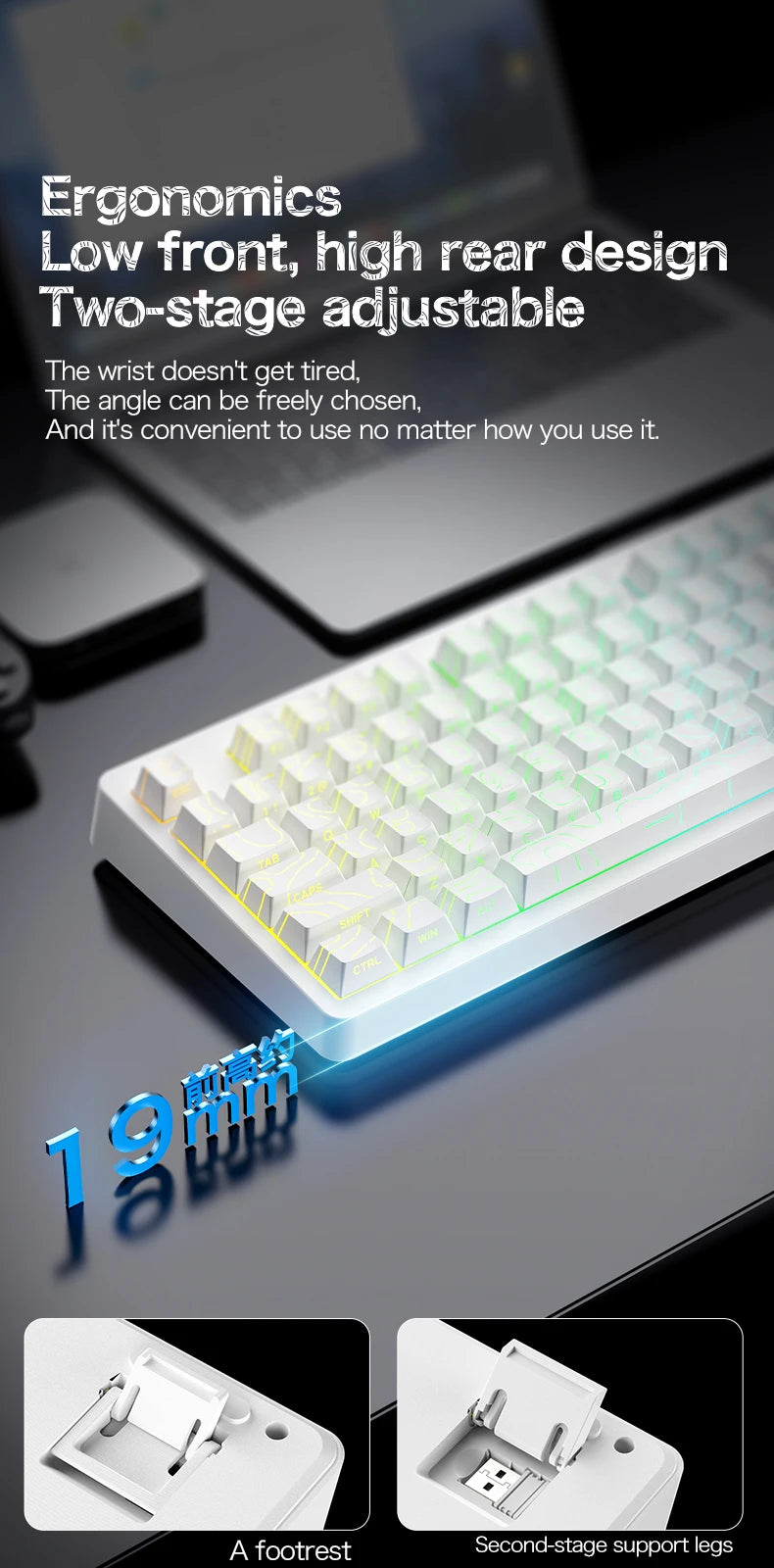TK100 wireless Bluetooth wired triple-mode mechanical feel keyboard with high-definition display, rotary knob and RGB lighting