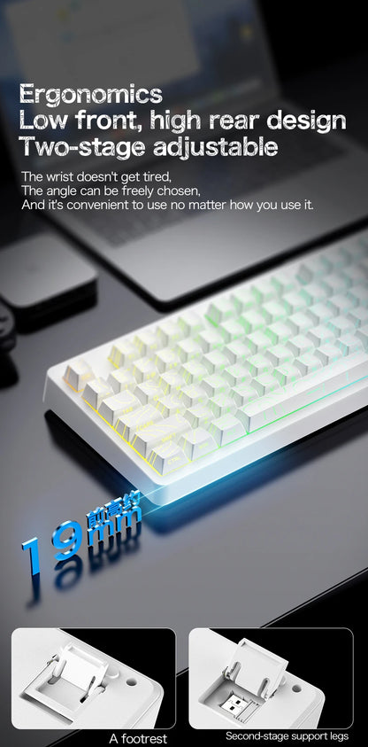 TK100 wireless Bluetooth wired triple-mode mechanical feel keyboard with high-definition display, rotary knob and RGB lighting
