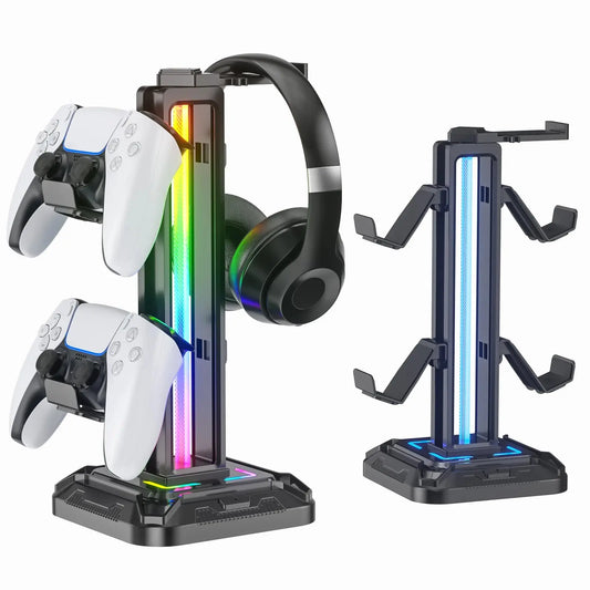Controller Stand with 9 Light Modes Headset Holder for Desk Rotatable Headphone Stand Detachable Controller Hook Deals 4 U  Gaming Accessories Deals 4 U