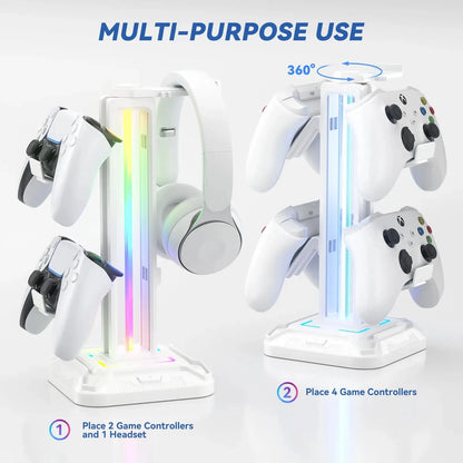 Controller Stand with 9 Light Modes Headset Holder for Desk Rotatable Headphone Stand Detachable Controller Hook Deals 4 U  Gaming Accessories Deals 4 U