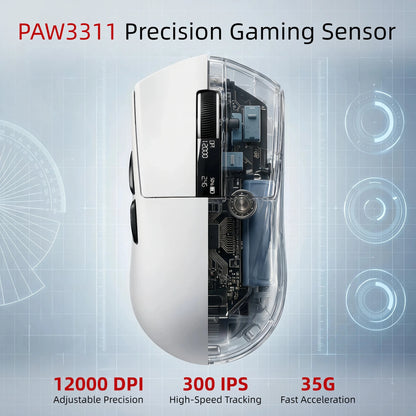 Ultra Light Gaming Mouse Wireless 59g 12000DPI 3-Mode Connection PAW3311 Sensor RGB Base Station Smart Display Professional Mouse Gamer