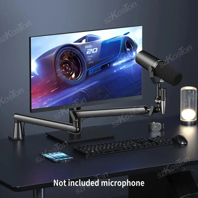 Professional Studio Low Profile Mic Arm with Extended Riser Cable Management Adjustable Microphone Stand for SM7B MV7 AM8 K688 Deals 4 U  Streaming Equipment Deals 4 U