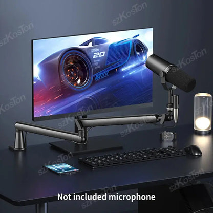 Professional Studio Low Profile Mic Arm with Extended Riser Cable Management Adjustable Microphone Stand for SM7B MV7 AM8 K688 Deals 4 U  Streaming Equipment Deals 4 U