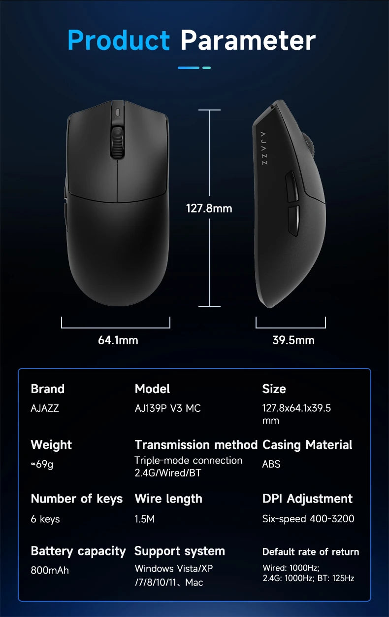 Wireless Gaming Mouse AJ139-V2/AJ139P-V3-MC with 12000DPI Max AJ139P MAX with 32000DPI Magnetic Charging Base  Gaming Mouse