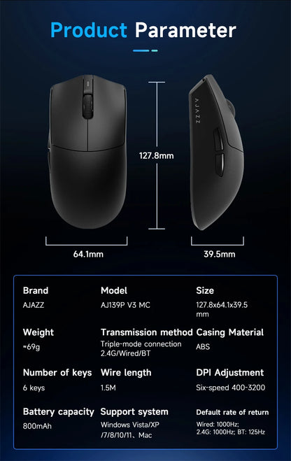 Wireless Gaming Mouse AJ139-V2/AJ139P-V3-MC with 12000DPI Max AJ139P MAX with 32000DPI Magnetic Charging Base  Gaming Mouse