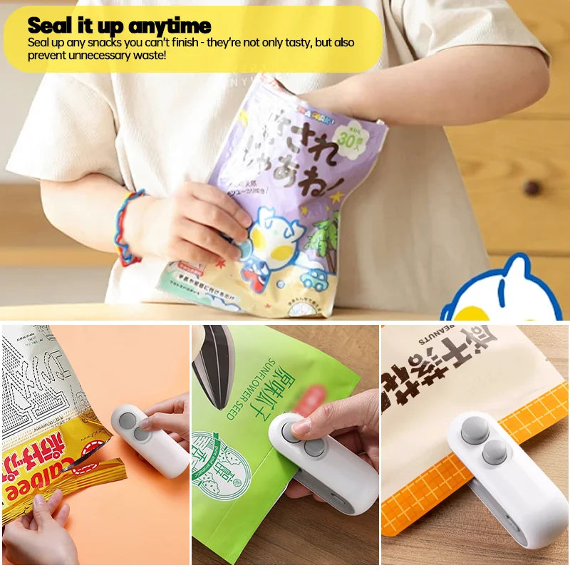 Mini Bag Sealer 2 in 1 Rechargeable Bag Sealer Heat Seal With Cutter and Magnet Bag Resealer Machine for Plastic Bags Snack Bags Deals 4 U   Deals 4 U