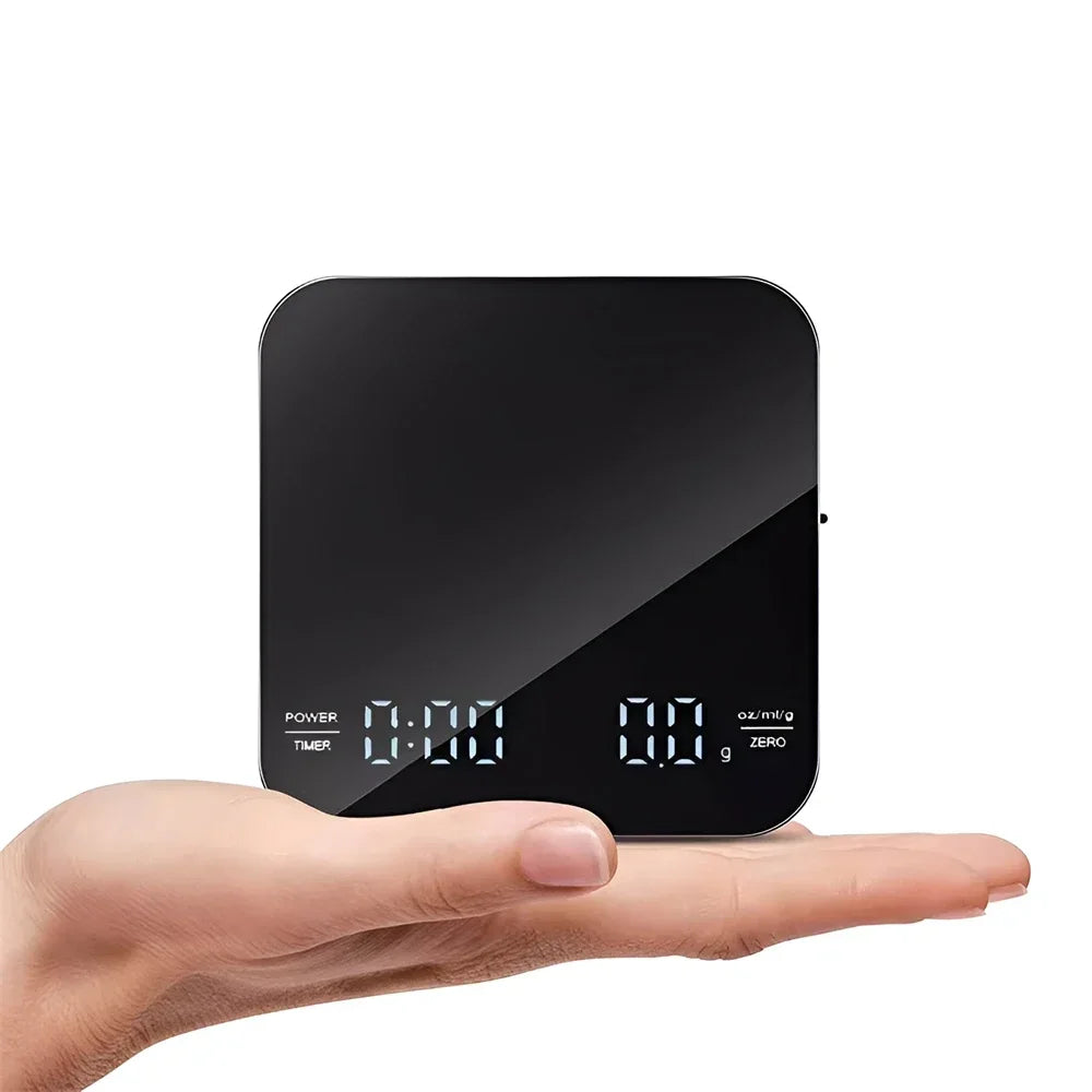 1Set Electronic Coffee Scale with Silicone Pad Digital Coffee Scale with Timer LED Display USB Charging Home Cafe Use Good Gift Deals 4 U   Deals 4 U