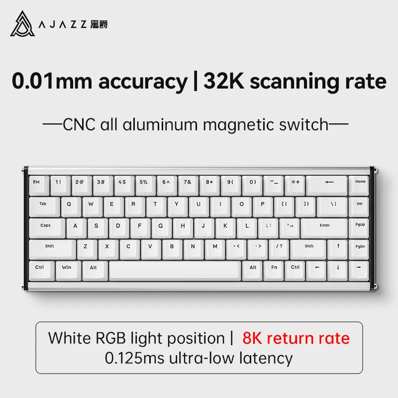 AJAZZ ALUX68 Magnetic Shaft Aluminum Alloy Esports Magnetic switch keyboard RGB hot-swappable DIY wired macro mode Hall effect
