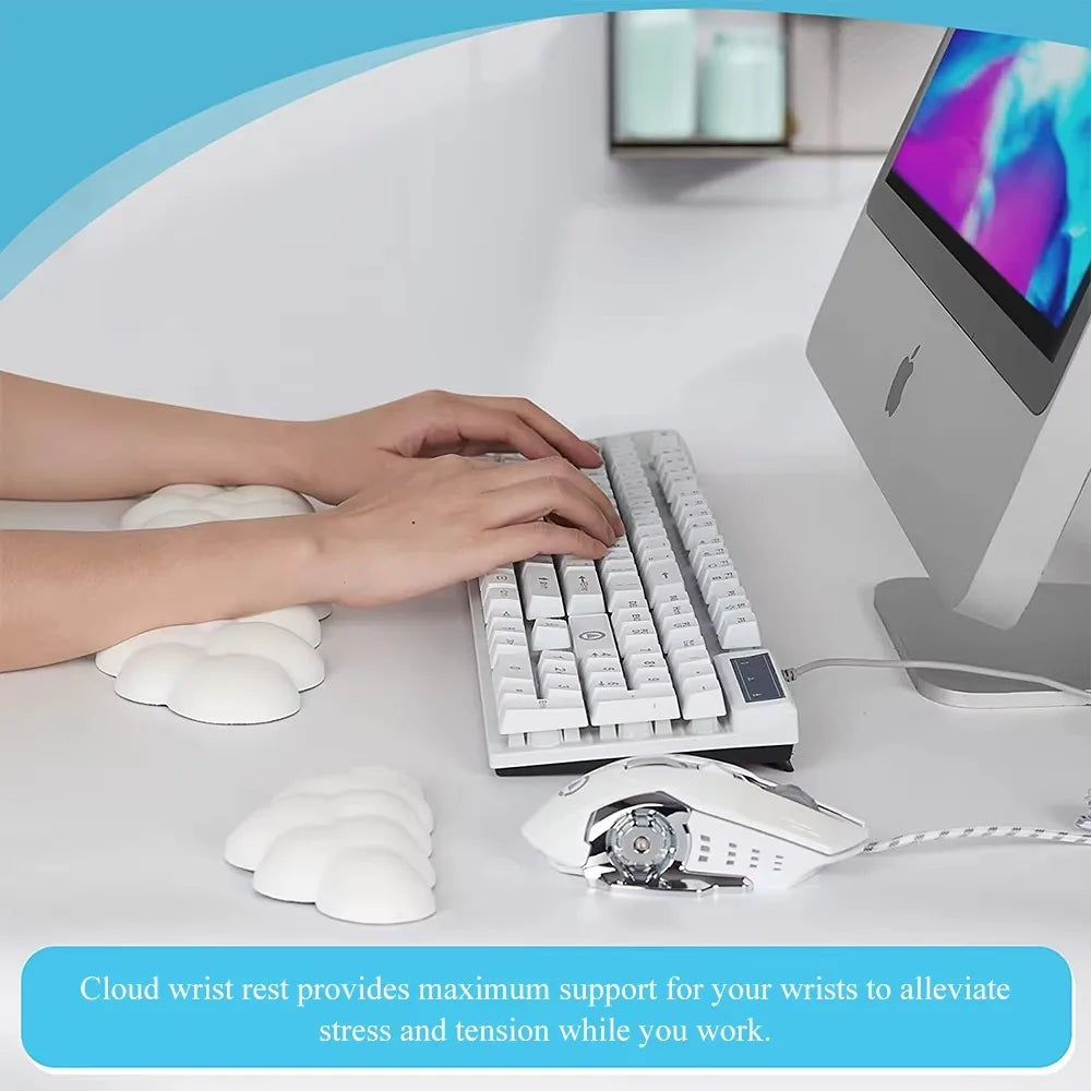 Keyboard Cloud Wrist Rest Pad Anti-Slip Desk Mat Memory Foam Palm Rest Ergonomic Mouse Pad Typing Wrist Rest for Office
