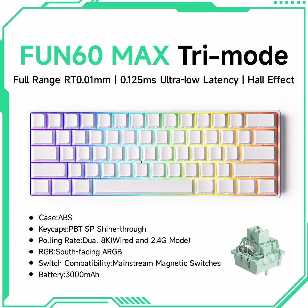 Akko MonsGeek FUN68 FUN60 PRO&MAX  HE Magnetic Keyboard 60% 65% Gaming Keyboards Rapid Trigger 8K Custom Keyboard Gamer Esports Deals 4 U  Gaming Accessories Deals 4 U
