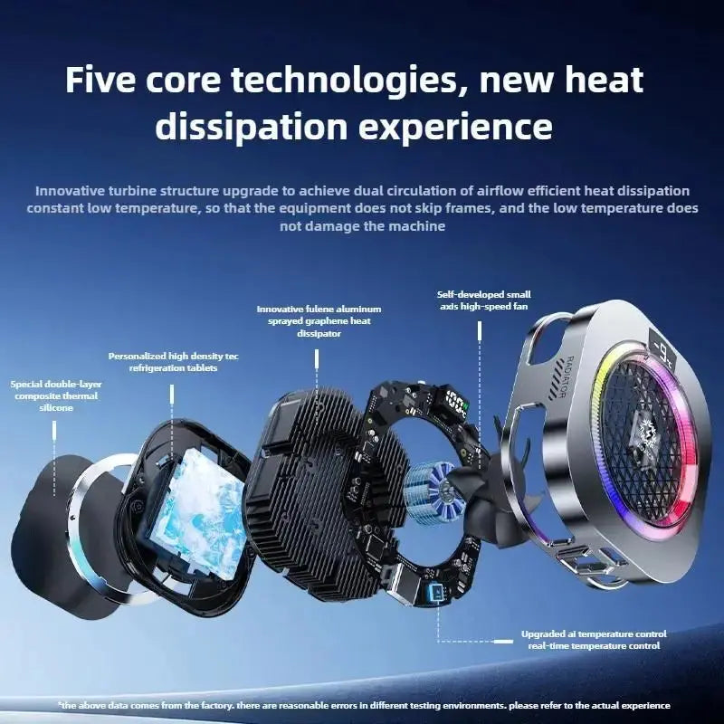 NEW TH16 Pro Mobile Cooler 24W Magnetic/Back-clip Ice Cooling Radiator Digital Display RGB Light Gaming Temperature Control Deals 4 U  Mobile Gaming Deals 4 U