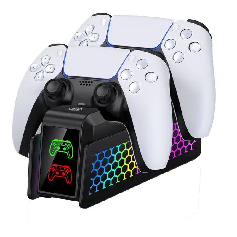For PS5 Controller Charger DualSense Charging Station Dual Charging Dock Charger Stand for PlayStation5 Wireless Game Controller Deals 4 U  Console Accessories Deals 4 U