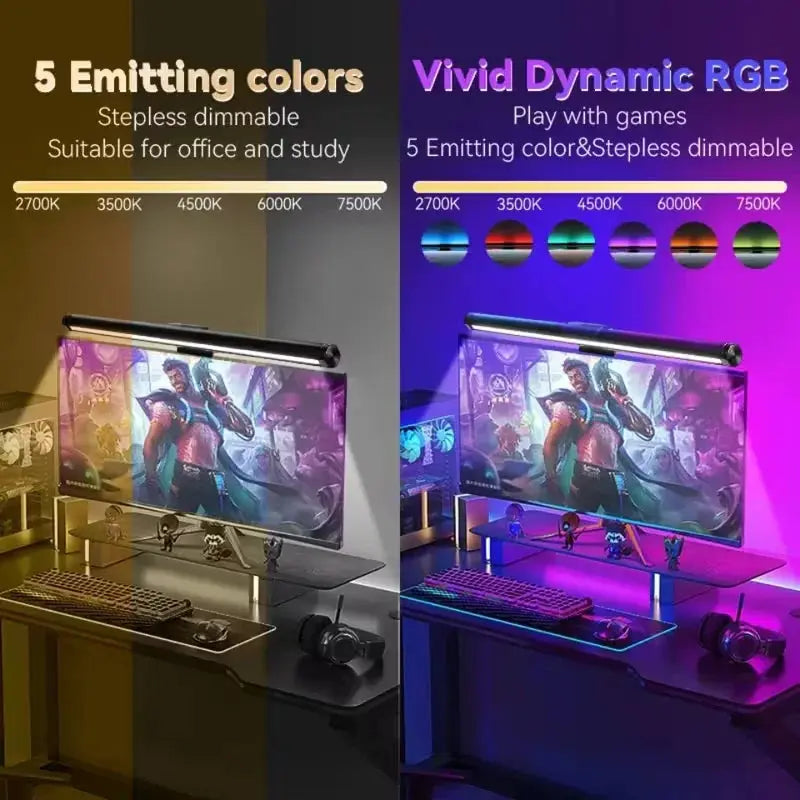 LED Desk Lamp Monitor Light Bar Eye-Care Stepless Table Lamp Dimming Lighting Computer Monitor Screen Light Bar for Work Gaming Deals 4 U  RGB Hexagon Wall Lights Deals 4 U