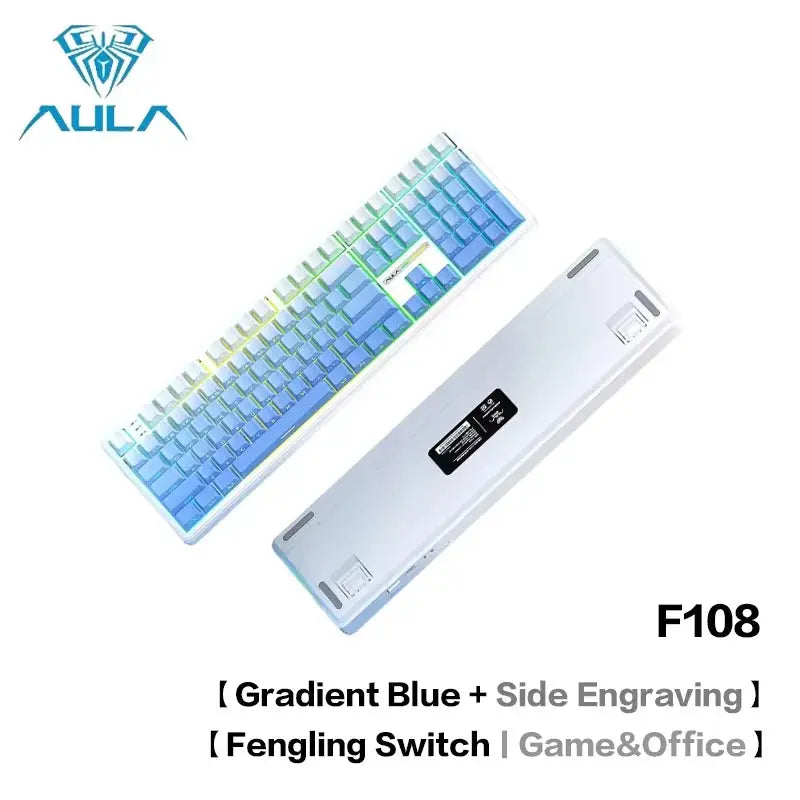 AULA F108Pro/F108 Wireless Bluetooth tri-mode connection, multi-functional display, Gasket structure, RGB lighting effects Deals 4 U  Streaming Equipment Deals 4 U