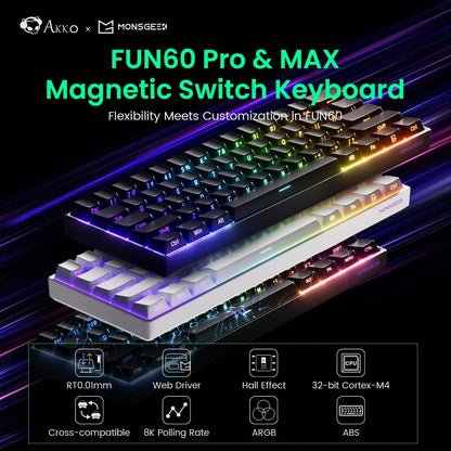Akko MonsGeek FUN68 FUN60 PRO&MAX  HE Magnetic Keyboard 60% 65% Gaming Keyboards Rapid Trigger 8K Custom Keyboard Gamer Esports Deals 4 U  Gaming Accessories Deals 4 U