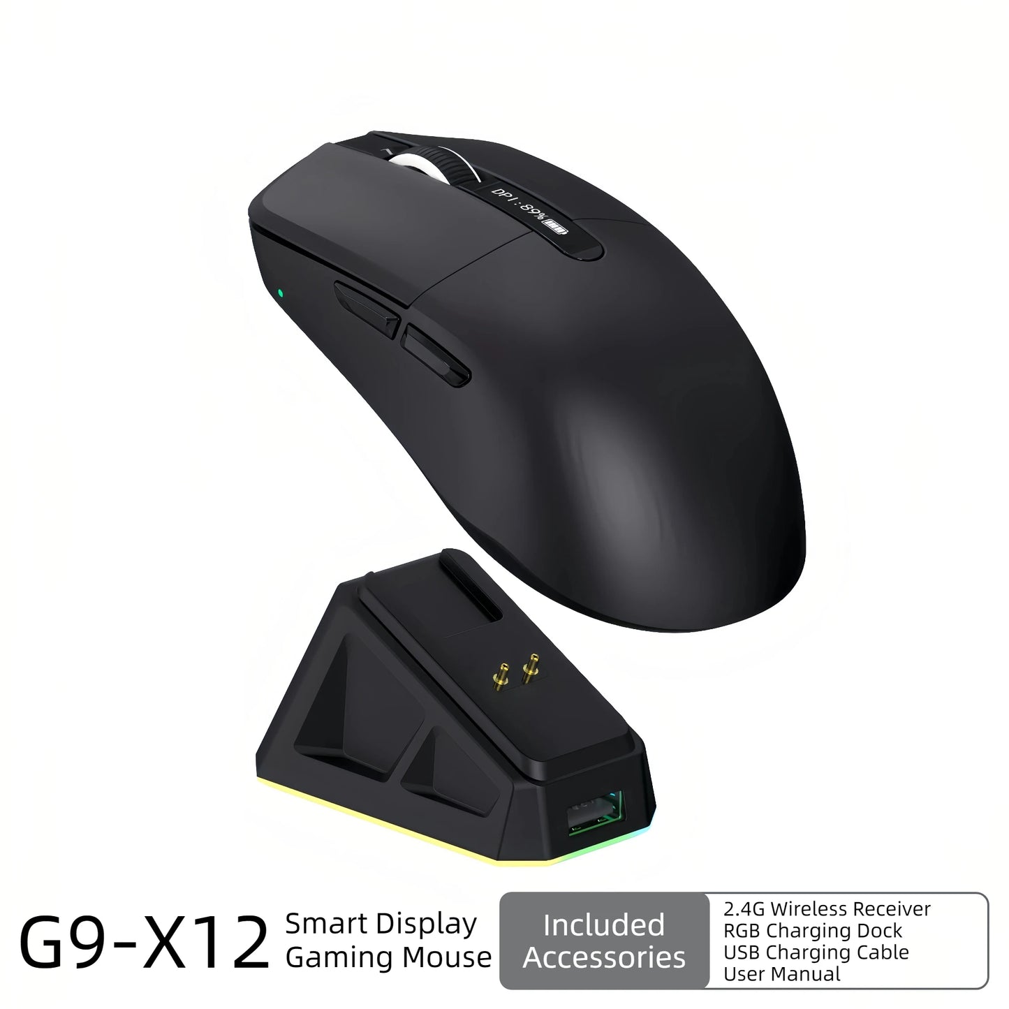 Ultra Light Gaming Mouse Wireless 59g 12000DPI 3-Mode Connection PAW3311 Sensor RGB Base Station Smart Display Professional Mouse Gamer