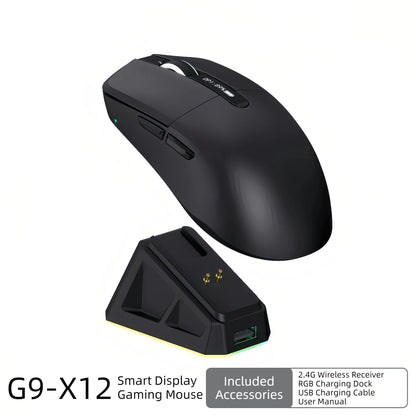 Ultra Light Gaming Mouse Wireless 59g 12000DPI 3-Mode Connection PAW3311 Sensor RGB Base Station Smart Display Professional Mouse Gamer