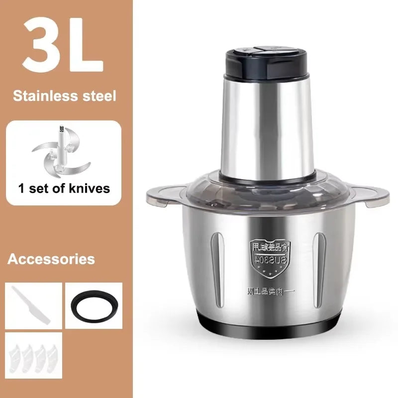 2L 3L 5L Household Stainless Steel Meat Grinder 500W High Power Blender Multifunctional Food Processor Food Chopper Electric Deals 4 U  Smart Home Gadget Deals 4 U