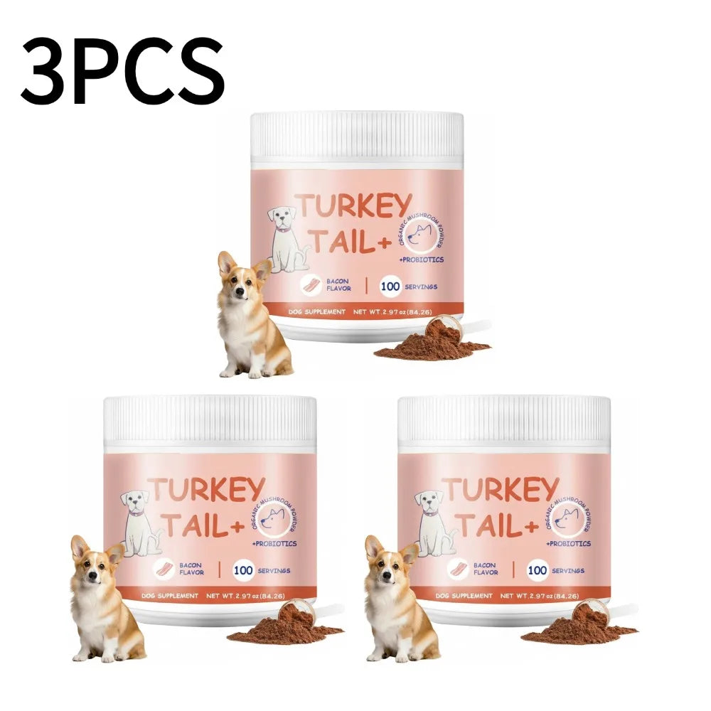 1/2/3PCS Bacon Taste Pet Mushroom Powder Natural High-Grade Ingredient Appetite Enhancer for Picky Cats Dogs Daily Nutrition Deals 4 U   Deals 4 U