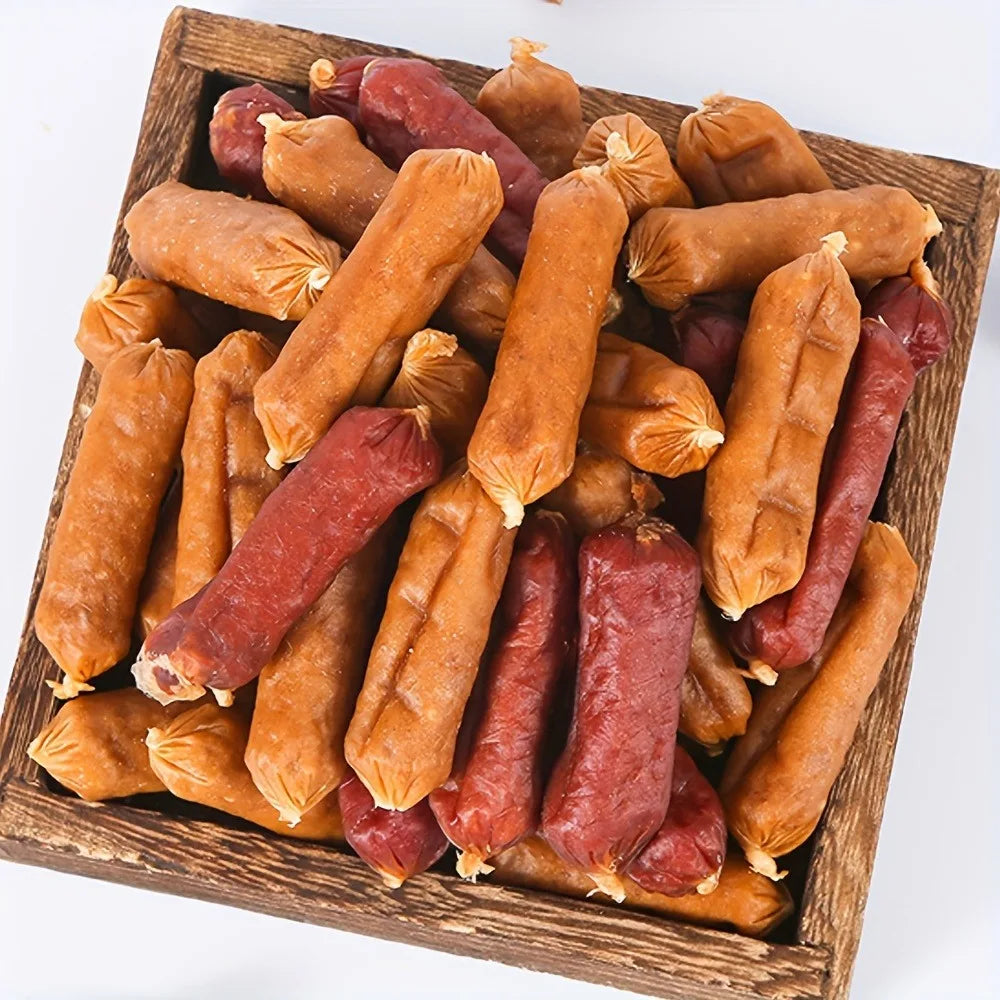 Duck And Chicken Sausages for Dogs - Treats Suitable for Small, Medium, And Large Breeds - Crafted from Fresh Meat And Nutritious, High-Protein Ingredients, Ideal for Positive Reinforcement Training Deals 4 U   Deals 4 U