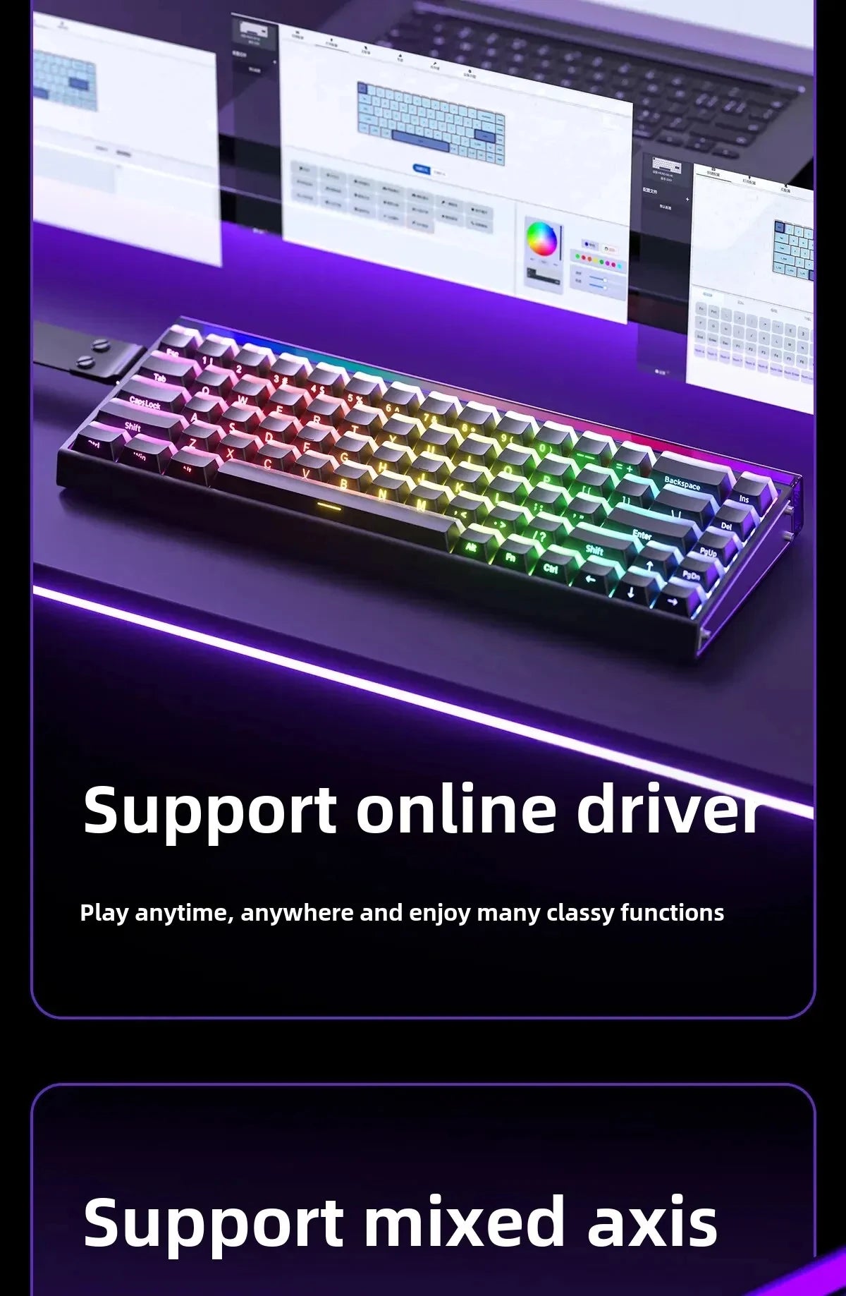 AULA HERO 68HE Magnetic Switch Gaming Keyboard RT0.01 E-sports Customize RGB Wired Mechanical Keyboard Ergonomics Accessories