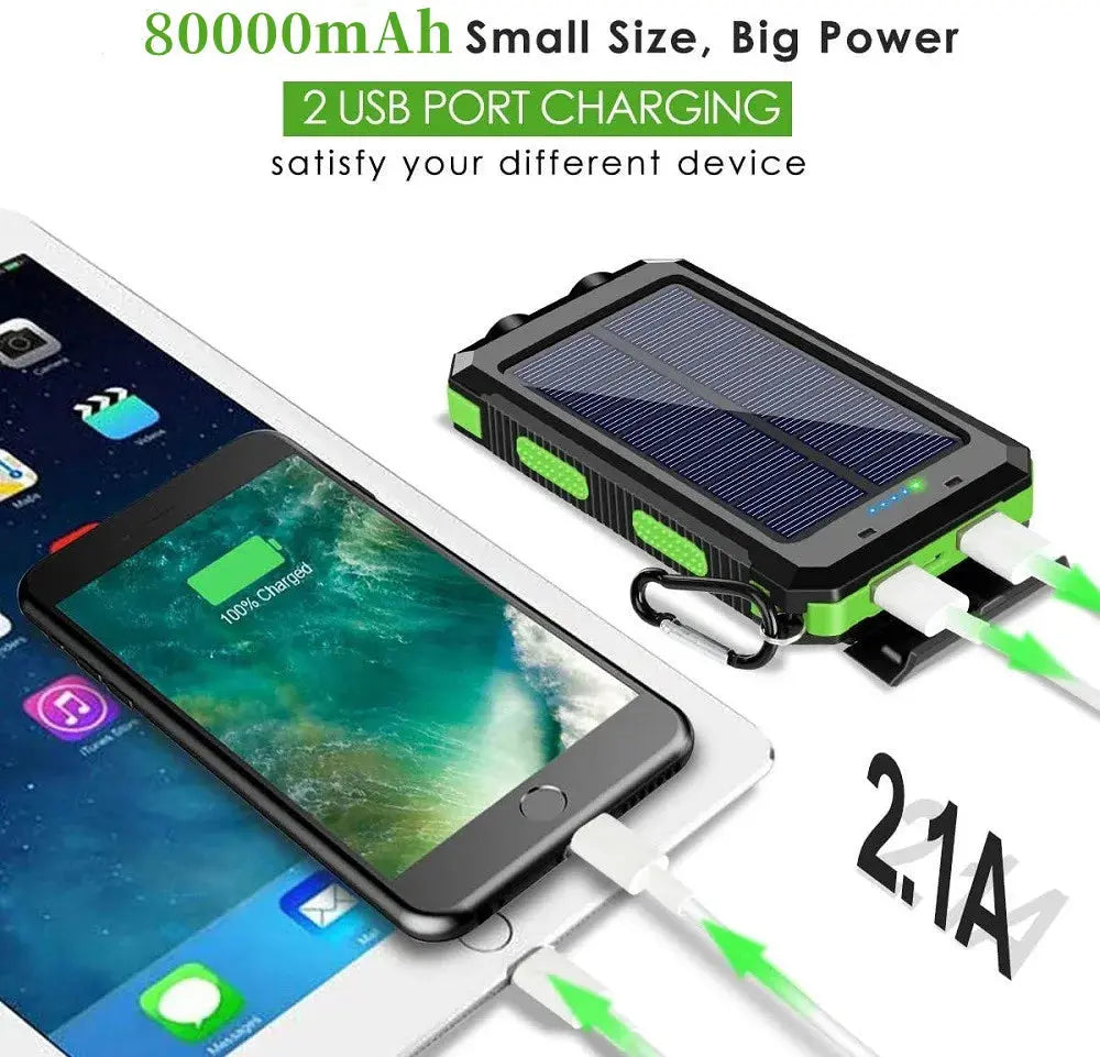 Solar Power Bank 80000mAh Portable Charging Poverbank External Battery Charger Strong Light LDE Light for All Smartphones Deals 4 U  Mobile Gaming Deals 4 U