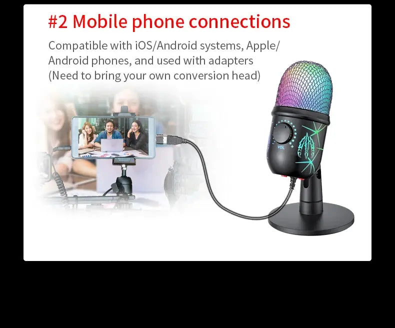 Gaming Microphone USB Microphone for PC Condenser Podcast Mic for Studio Recording with Headphone Jack, Led, Noise Cancellation Deals 4 U  Streaming Equipment Deals 4 U