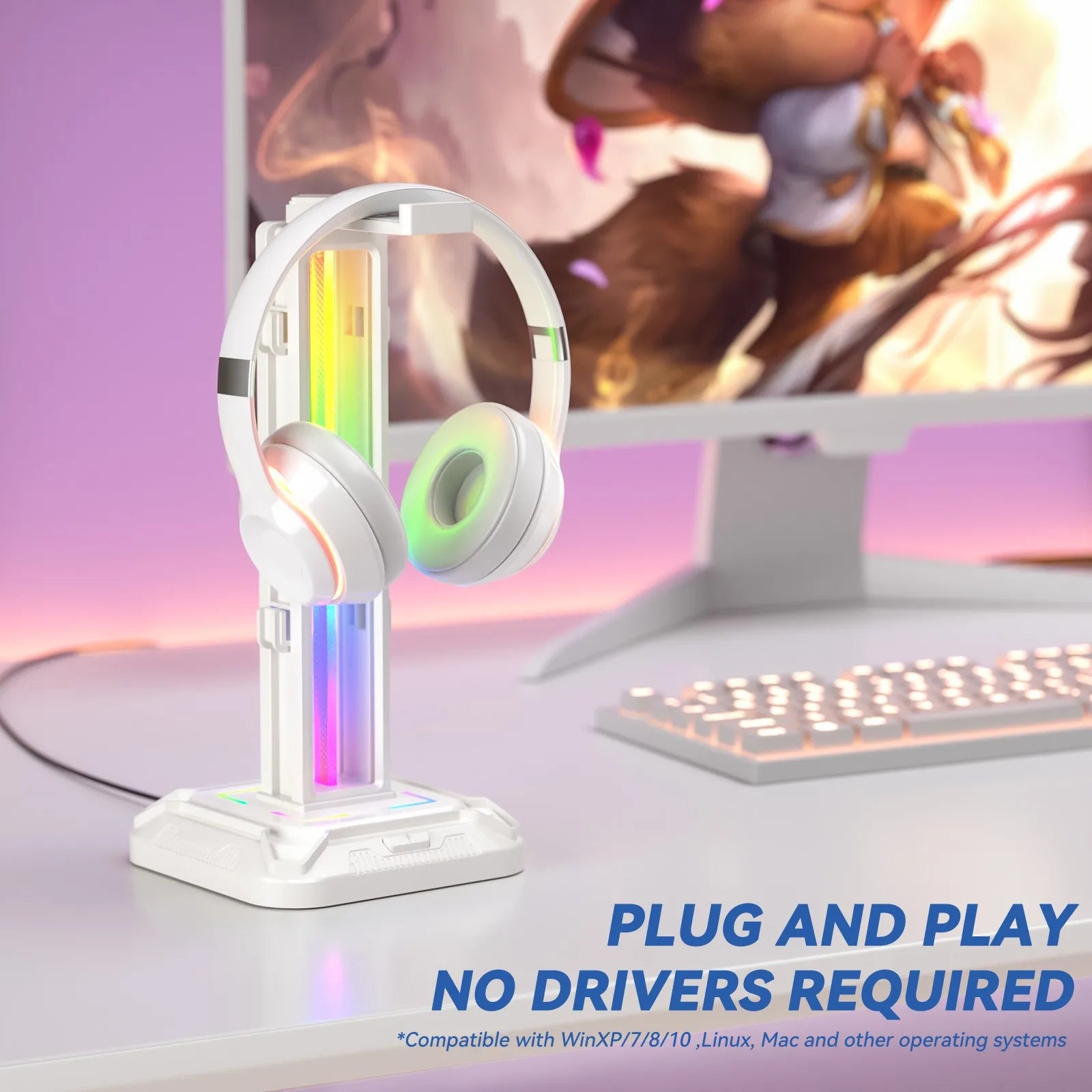 Controller Stand with 9 Light Modes Headset Holder for Desk Rotatable Headphone Stand Detachable Controller Hook Deals 4 U   Deals 4 U