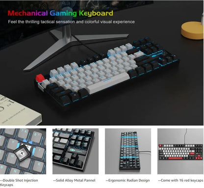 MageGee 75% Mechanical Gaming Keyboard, Blue Switch, LED Blue Backlit, 87 Keys Compact TKL Wired Keyboards for Windows Laptop PC Deals 4 U  Gaming Accessories Deals 4 U