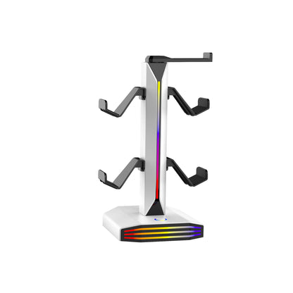 RGB Game Controller Holder Rack with 7 Light Modes, Headphone Stand 2 USB Charging and 1 Type-C for PS5/PS4/Xbox/Switch Pro